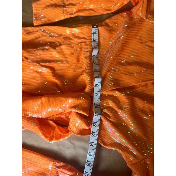 House Of Harlow 1960 Sequins Wrap Dress Orange NWT Small - Picture 13 of 14